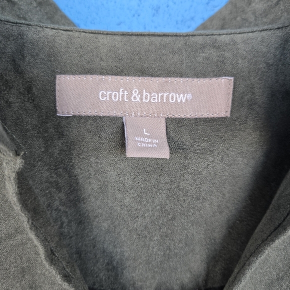 Croft & Barrow Olive Green Microsuede Light Jacket Sz L - Picture 4 of 12